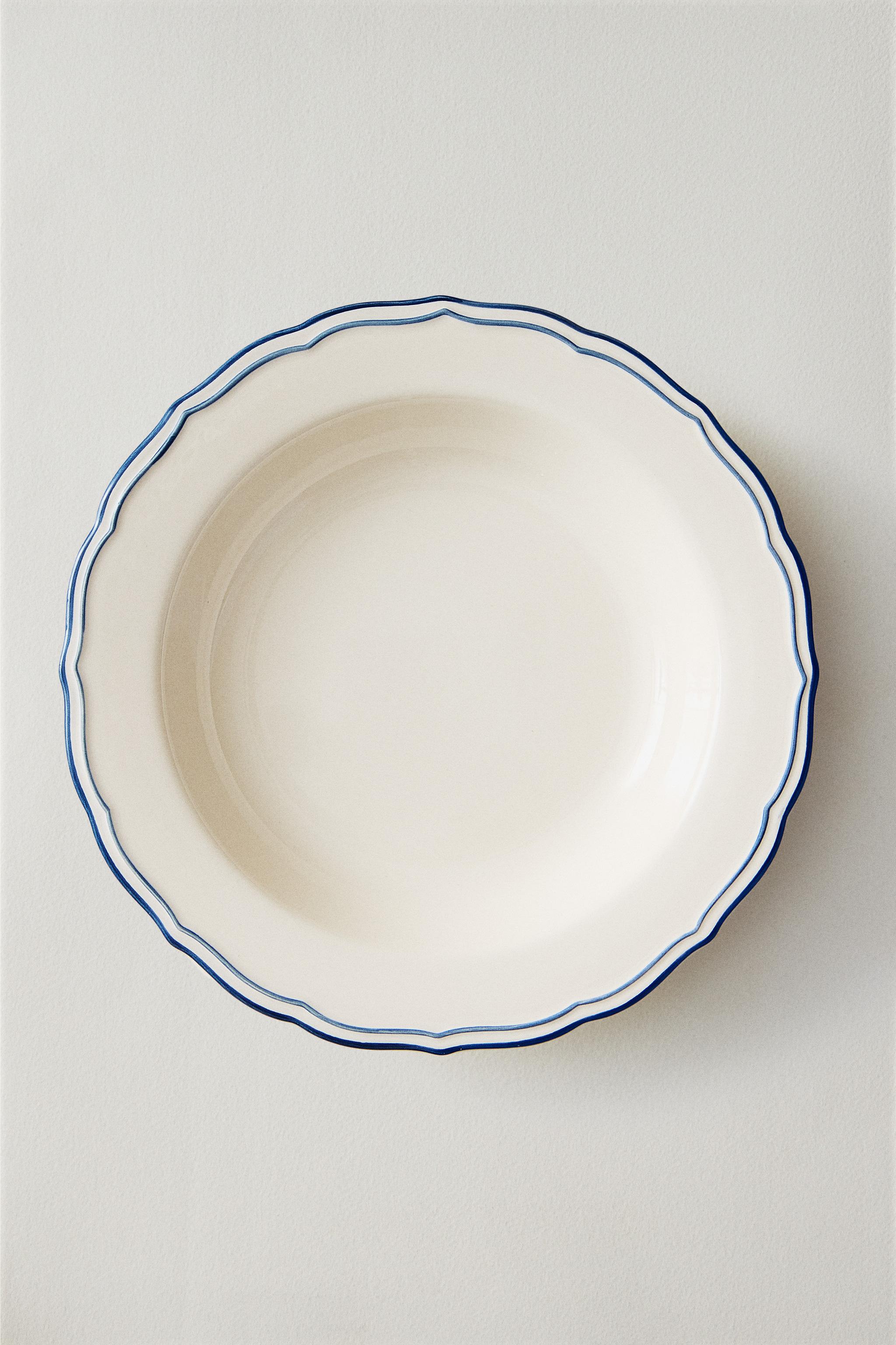 ASSIETTE CREUSE FAÏENCE ONDULÉE FILET